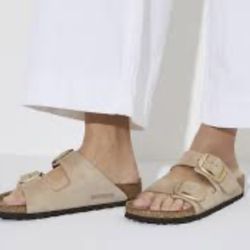 BIRKENSTOCK Arizona Big Buckle Nubuck Leather Sandals