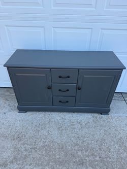 Gray Painted Wood Sideboard Buffet Cabinet