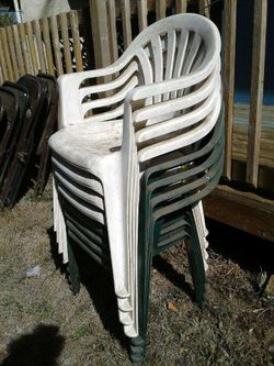 13 metal chairs 8 plastic chairs