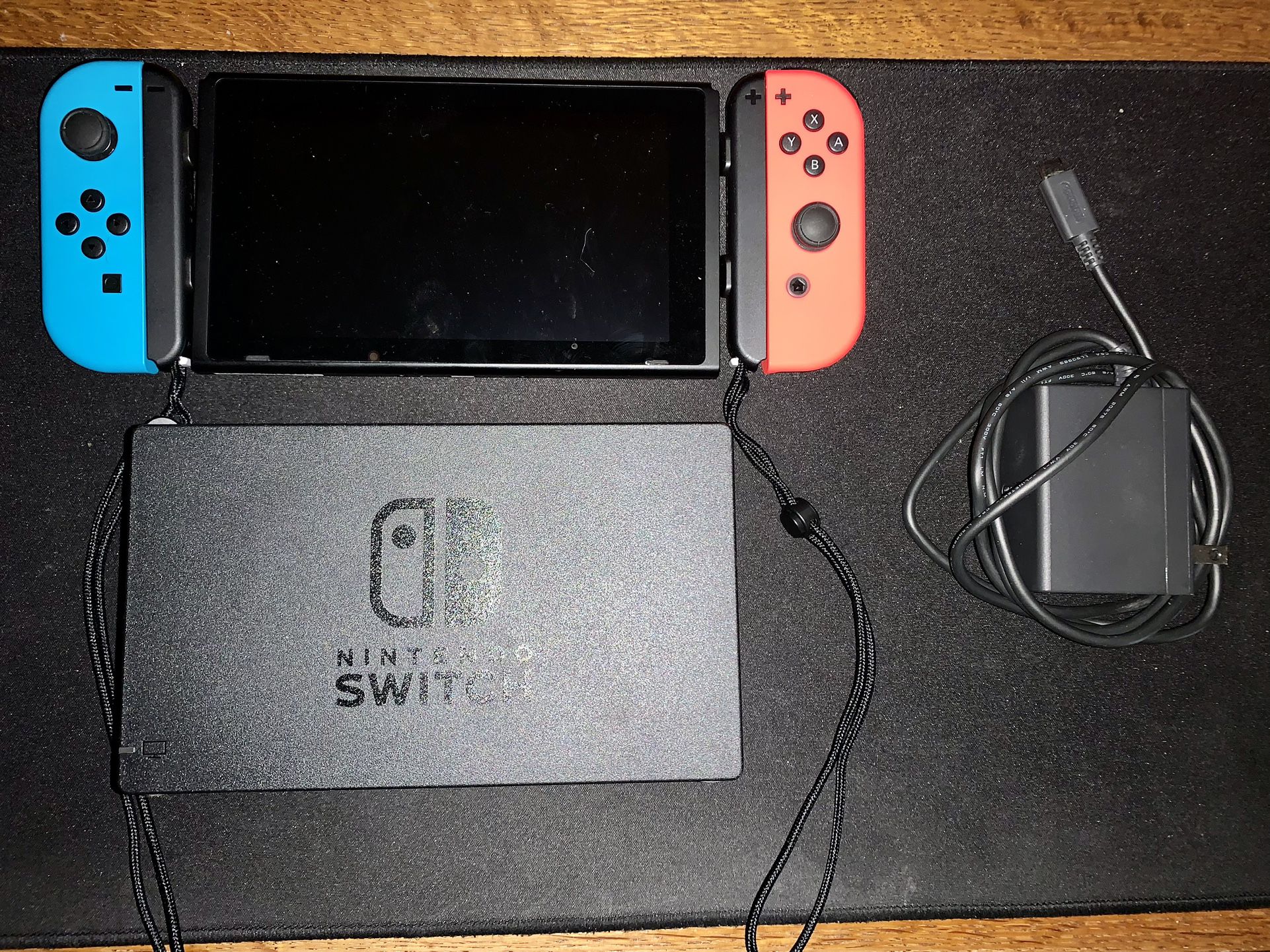 Nintendo Switch Red/Neon Blue (2019 Revision) - 148GB Total Memory