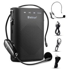 Bietrun Voice Amplifier for Teachers with Bluetooth, Portable Rechargeable Wireless Voice Amplifier with Headset Microphone, Portable Megaphone for Te