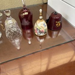 Vintage Christmas Crystal, Glass & Porcelain Bells In Excellent Shapes And Conditions. Each For $5, All 4 For $15