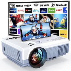 Projector with WiFi and Bluetooth, 5G WiFi Native 1080P 4K