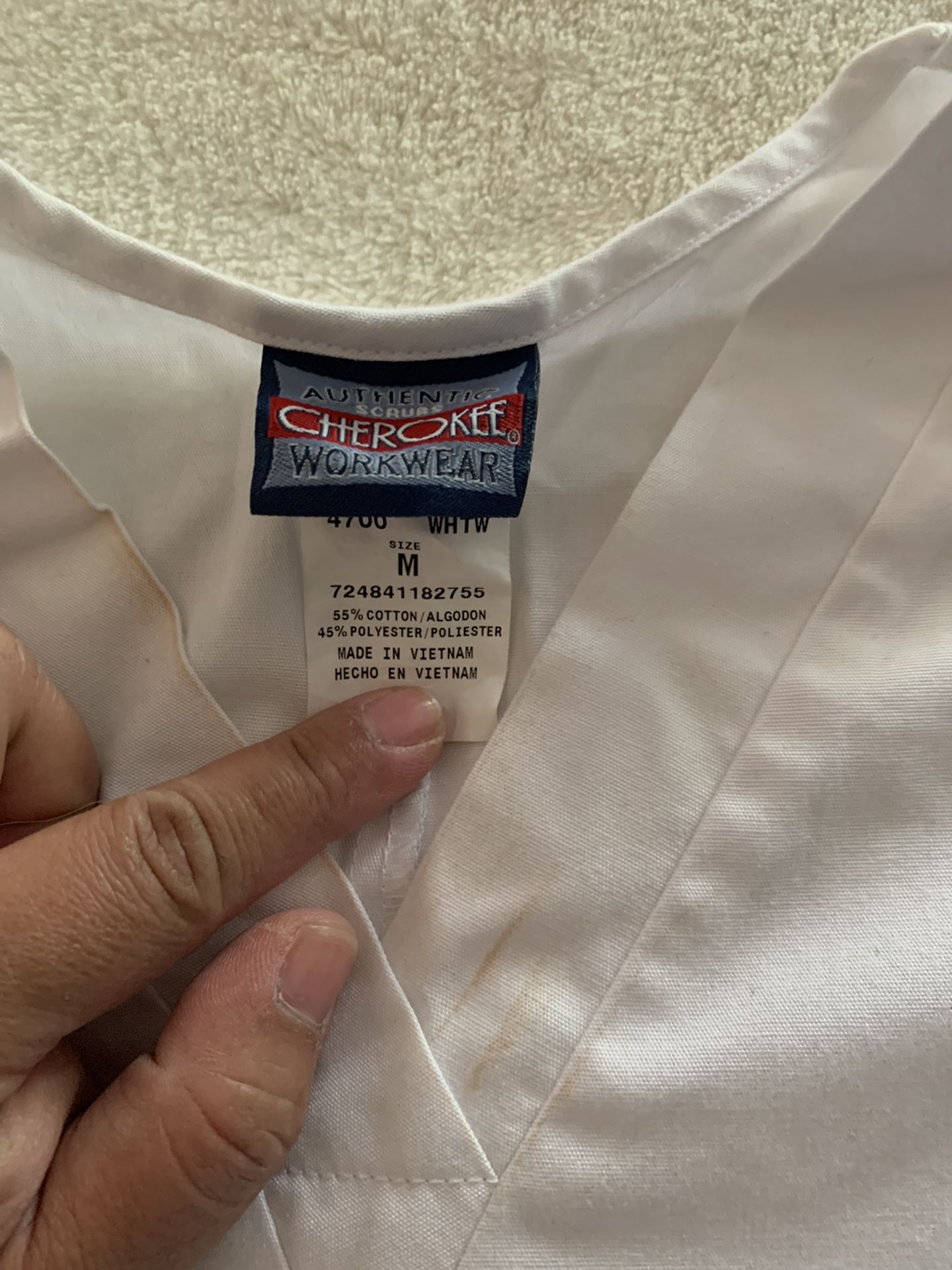 White Scrub V Neck Top