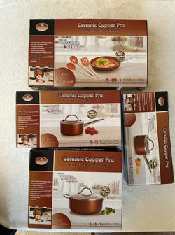 CERAMIC COPPER PRO  NON-STICK COOKWARE SET - NEW