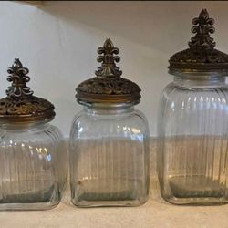Casa De Cortes Rococo Revival Glass Canisters Set Of 3 Decorative Storage 