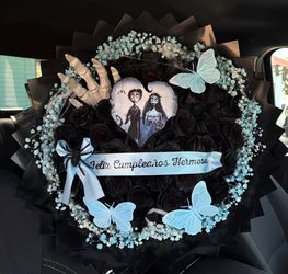 Corpse Bride Gothic Black Rose Bouquet
