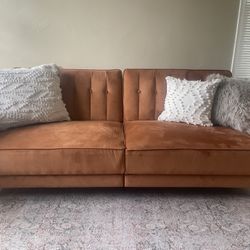 Orange Velvet Futon  