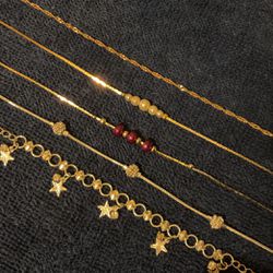 5 Bracelets…2 Silver Plated Bracelets And 3 Gold Plated Bracelets..7”-9” Long