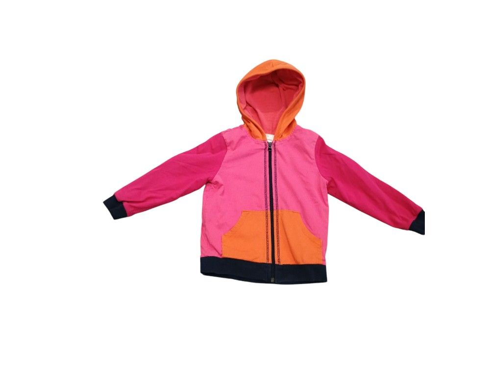 Hanna Andersson Multi Color Color Block Zip Up Hoodie Jacket Girl Kid Size 110