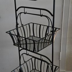 So Home steel wire 3-Tier Floor Basket, black finish 14.5" x 13.5" x 50" h