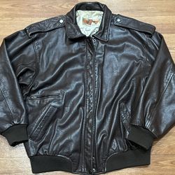 Vintage 90s The Flight Club Leather Air Force Bomber Jacket Mens Size Med Brown