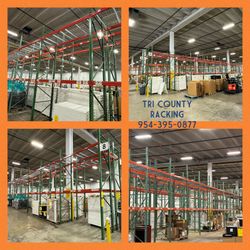 225 42”x16’ Uprights Wire Decks 1,000pcs Beams 96” 1000pcs Used Pallet Racking 