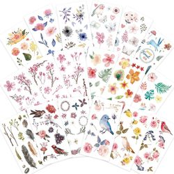 Birds and Flowers Stickers Set - Decorative Sticker for Scrapbooking, Kid DIY Arts Crafts, Album, Bullet Journaling, Junk Journal, Planners, Calendars