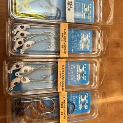 4 Packs Coastal Jigheads, Inshore Saltwater Fishing Lures.1/16 & 3/8 Oz., New