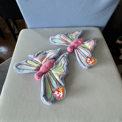 Rare Ty Flitter the Butterfly Beanie Baby (1999, Mint Condition) Set Of 2