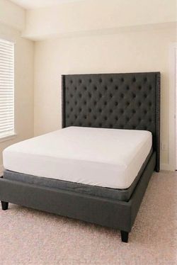 Gray king size bed frame  ( no mattress