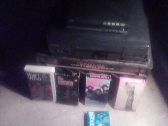 Aris DVD player with remote and wires and hitici vcr with coax cable no remote