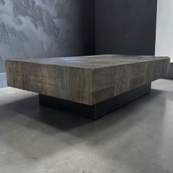 Salvaged Parquet Elm Wood Rustic Modern Coffee Table