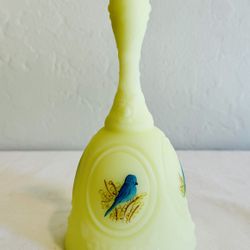 vintage fenton custard glass bell blue birds