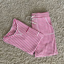 Late With Kate Pink And white striped Pajamas 
