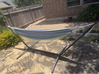 Fabric Hammock with Steel Stand Outdoor Patio Yard Hammock