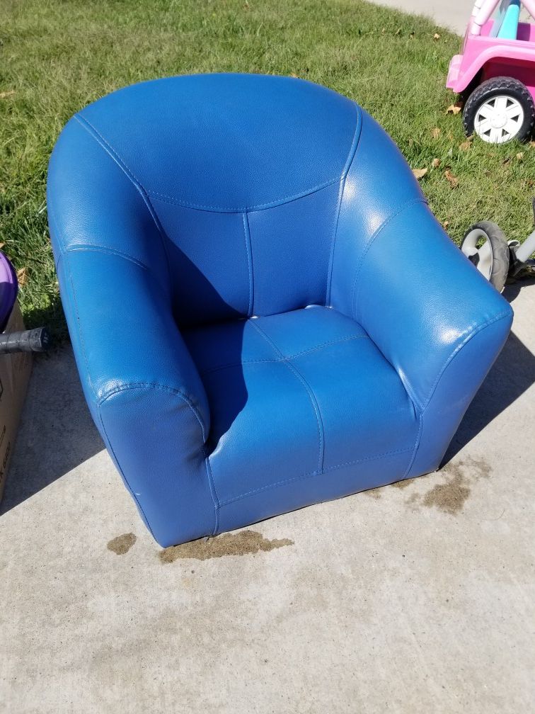 Kids blue leather chair