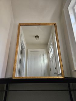 Large Italian Gold Gilded Giltwood Solid Wood Framed Wall Hanging Mirror