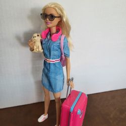 Barbie Doll Accessories Travel Set with Puppy
