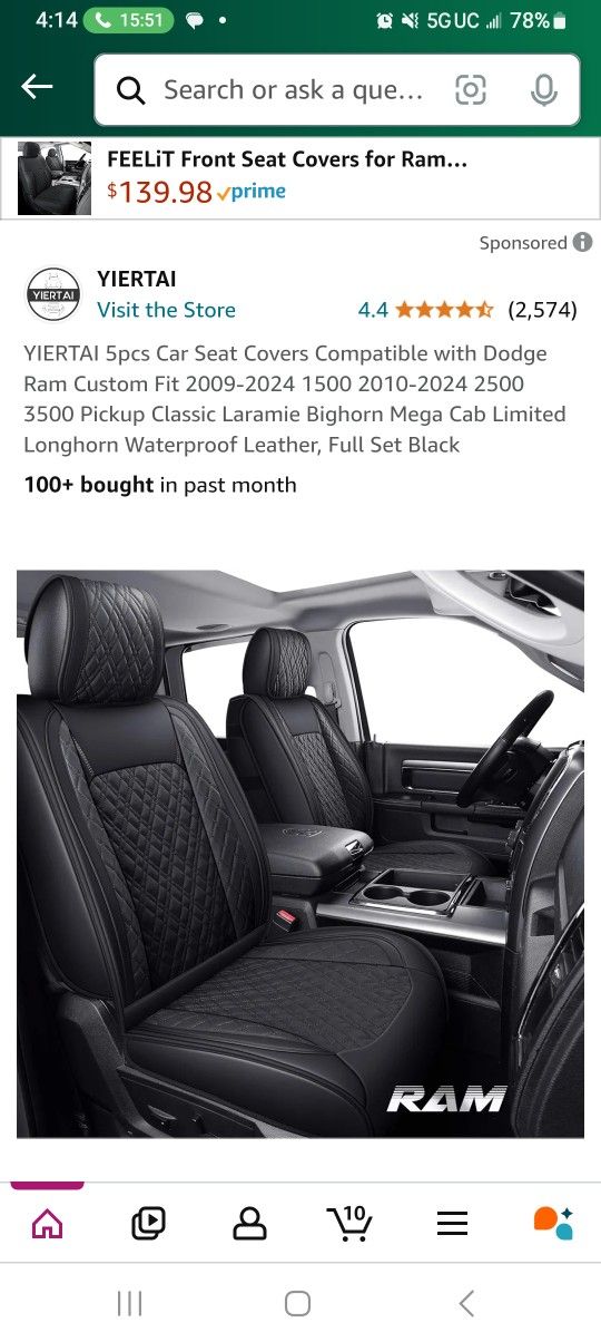 YIERTAI 5pcs Car Seat Covers