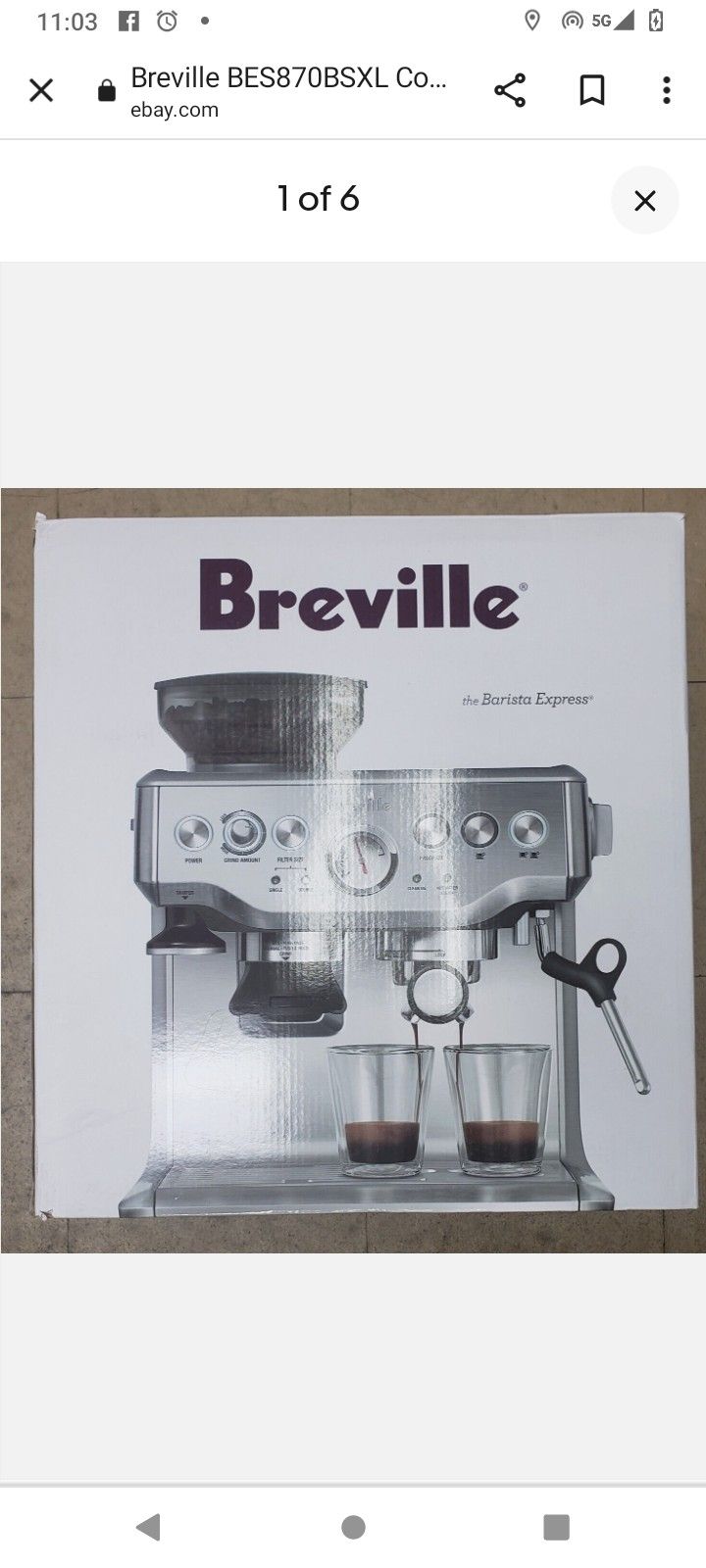 Breville Stainless Steel Barista Express Espresso Machine Light