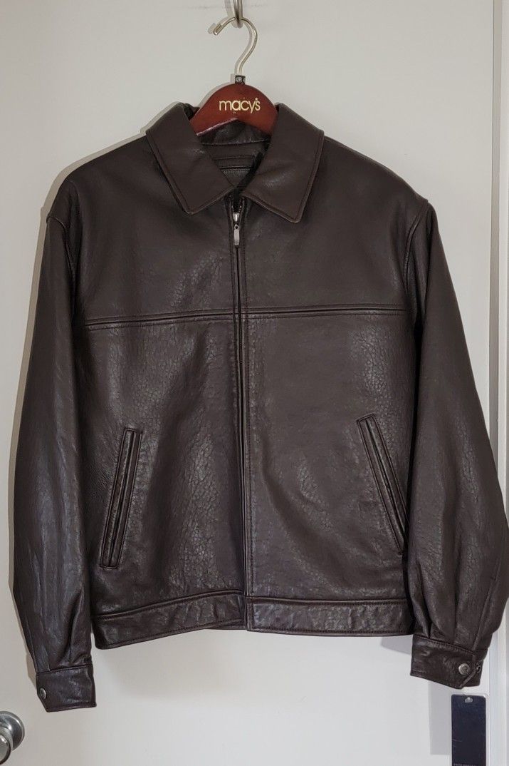Premium Lambskin Leather Bomber Jacket Size M