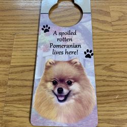 Pomeranian Door Handle Knob Hanging Plaque