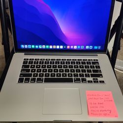 MacBook Pro 15" 2015 Retina Intel Core i7-4th , 16gb Ram, 256gb SSD, macOS Monterey, Microsoft Office, Good Battery Backup, Charger . $90 wo