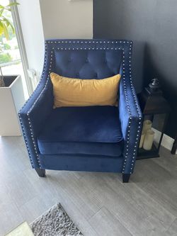 Two Blue Velvet Chair