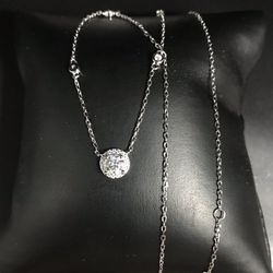 925 Sterling Silver 0.50CT MOISSANITE Round Pendant Necklace 18”