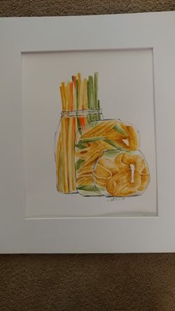 Watercolor still life Fetuchini 12x18