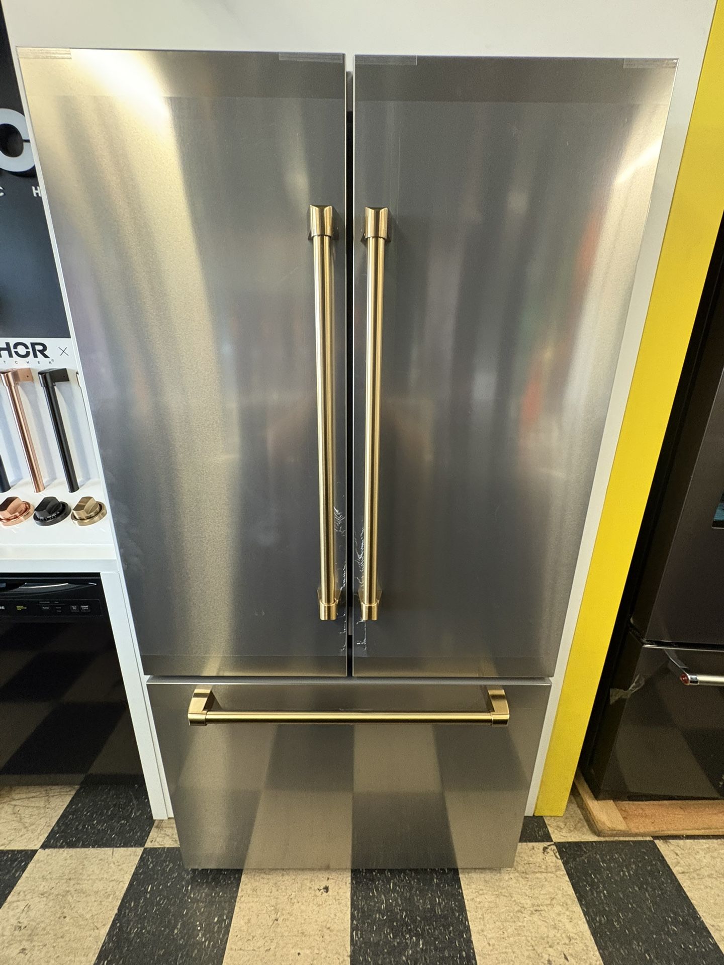 Gordon Ramsay Series  THOR 20.3 Cu. Ft. Counter Depth Refrigerator in Stainless with Bronze Hardware