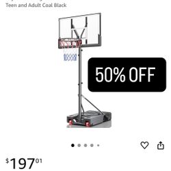 VISVEIL Portable Basketball Hoop (S003‑21B) Portable outdoor hoop, 45″ backboard, 5.7–10 ft adjustab