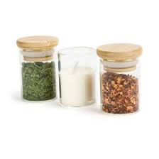 Wood Lid Suction Glass Jars - 1 Gram - $0.40 Cents / Each!  - 10 pack 