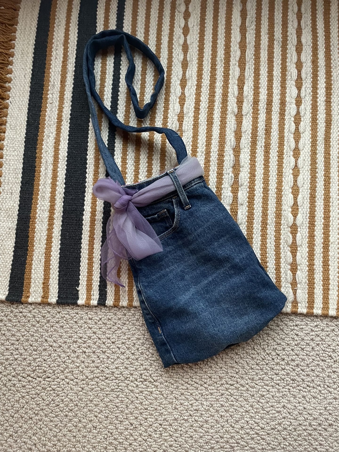 Blue Denim Jean Messenger Bag 