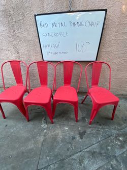 Red Metal Stackable  – Set of 4