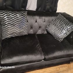 Black Velvet Sofa & Loveseat 