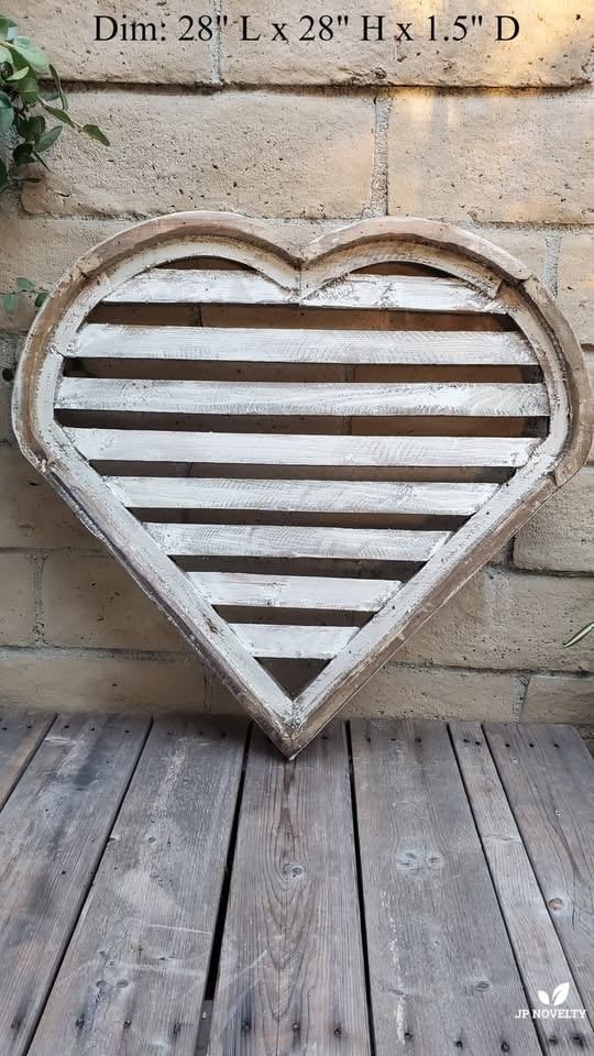 Heart farmhouse Wooden Wall Art White Rustic Wall Decor Wall Hanging 28"