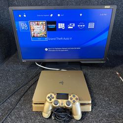 Ps4 Slim 1TB Gold Console with Controller and Cables