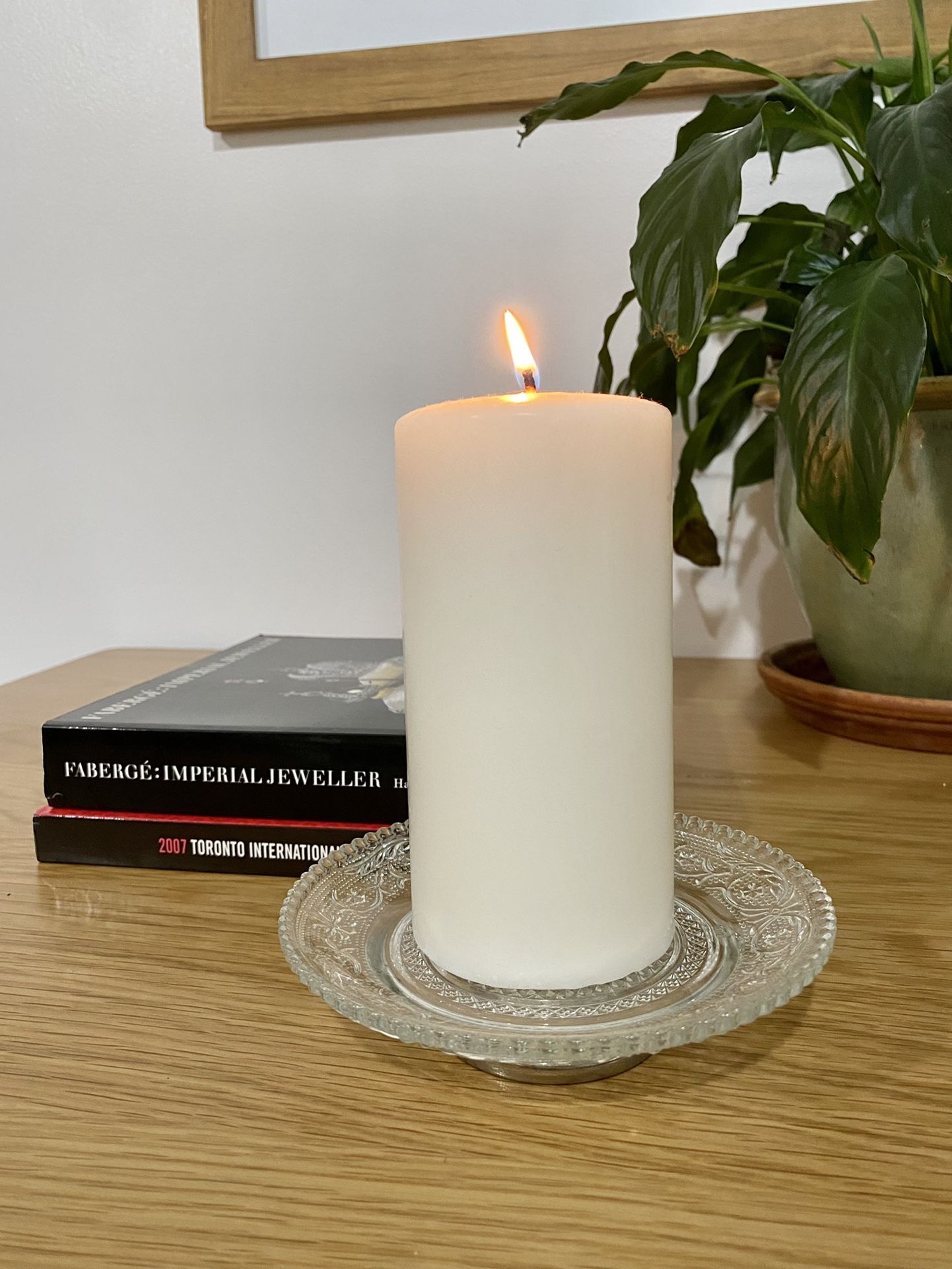 Antique Cut Glass Candle Holder 