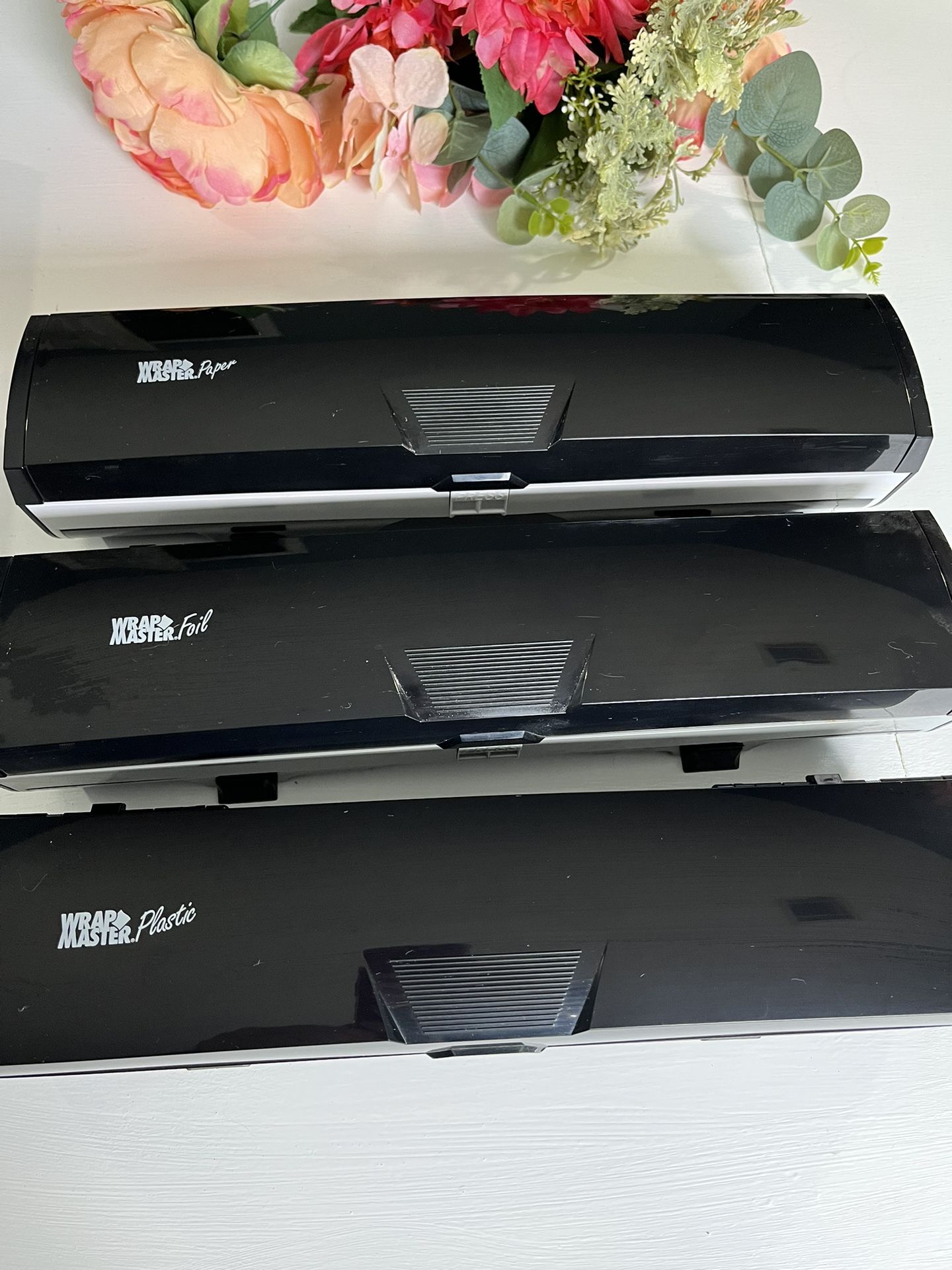WRAP MASTER 1800 Black Set of 3 Dispensers- Foil Plastic Paper
