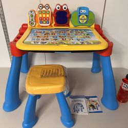 Pre-owned Vtech Touch & Learn Activity Desk Deluxe w/ 4 Sets Expansion Packs