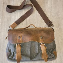 Vintage Leathet & Canvas Messenger Bag