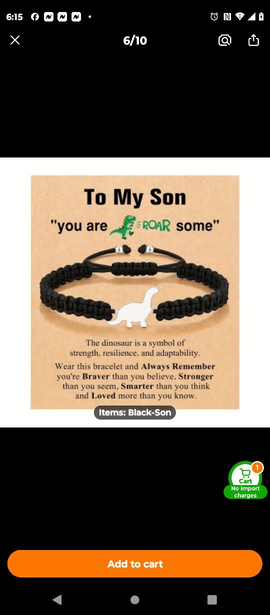 To My Son Inspirational Bracelet
